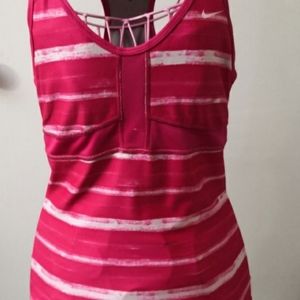 Nike Pink/White Printed Workout Tank Top